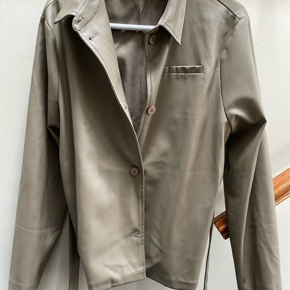 OAK + FORT Army green pleather coat - Picture 3 of 4